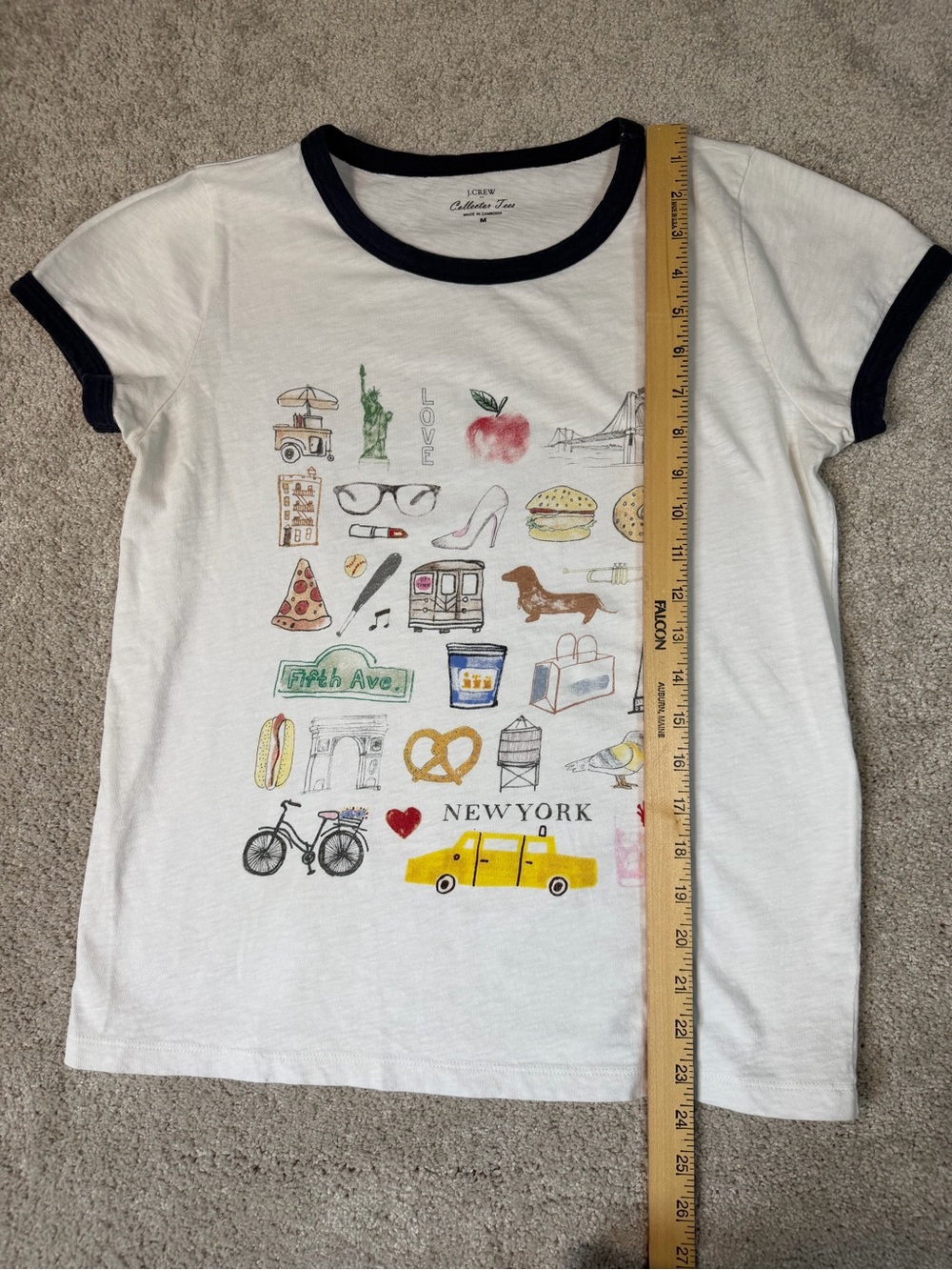 J.Crew New York Graphic Collector Tee, Size Medium White Ringer T-Shirt - Picture 4 of 8